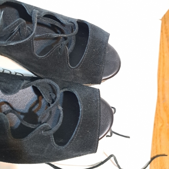 Cordani Calzature Milly Black Cord Lace Up Sling Back Platform Wedge 41 - Picture 4 of 8